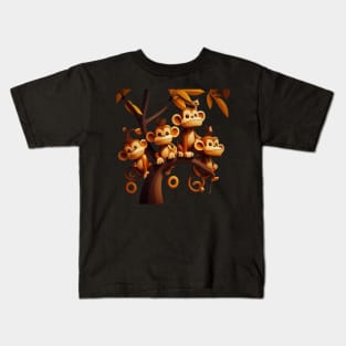 FOUR LITTLE MONKEYS IN A TREE Kids T-Shirt
